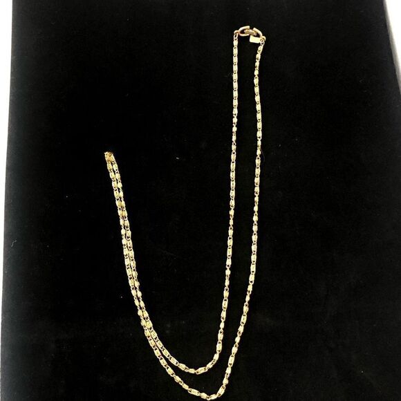 vintage 1970's roget signed unique swirled gold tone chain necklace 18 inches - Picture 1 of 5